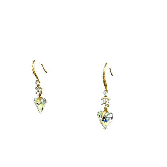 Iridescent Diamond Heart Earring 18k laminated gold - Picture 3 of 4